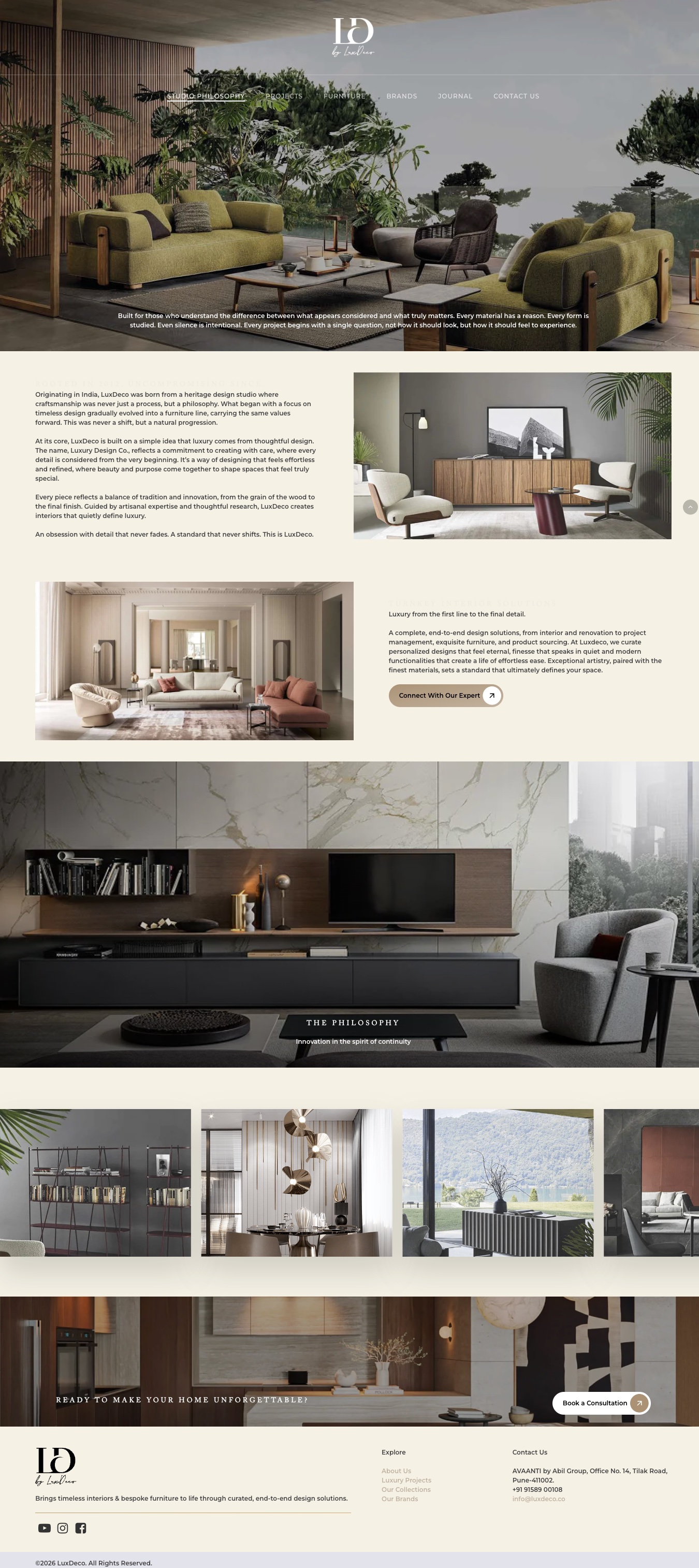 LuxDeco studio philosophy page